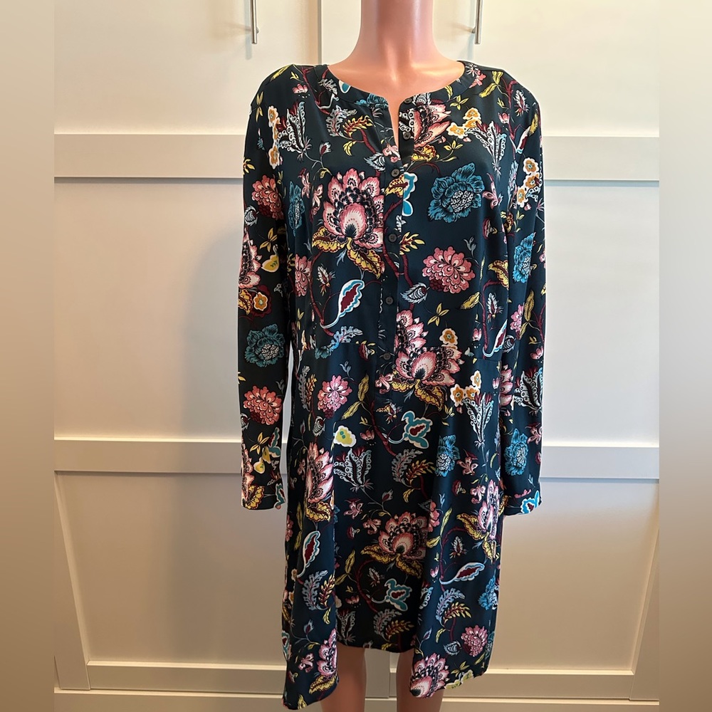 The loft green floral long sleeve dress size 18 - Picture 1 of 12